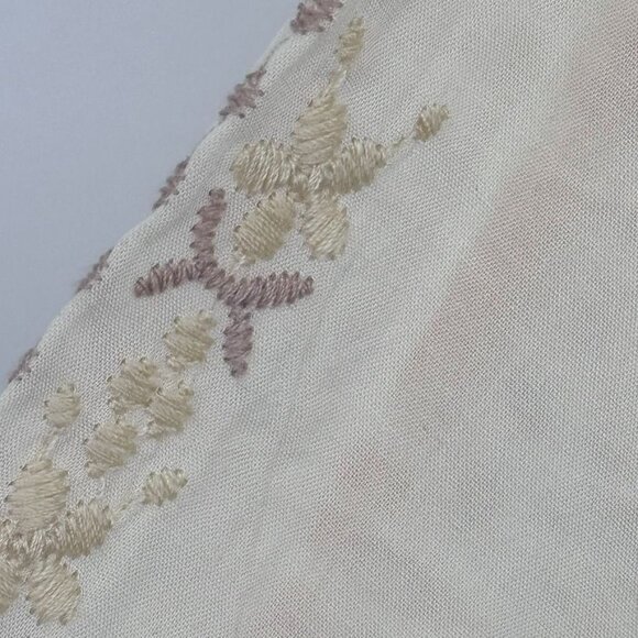 Solitaire Womens Embroidered V-Neck Tunic Top  Rayon Size Large ivory 3/4 sleeve - Picture 12 of 12